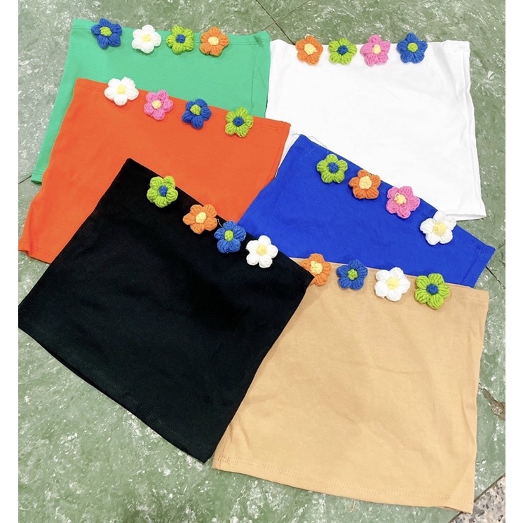 Áo Dây Bún Đính Hoa 5 Màu Thêu Nổi