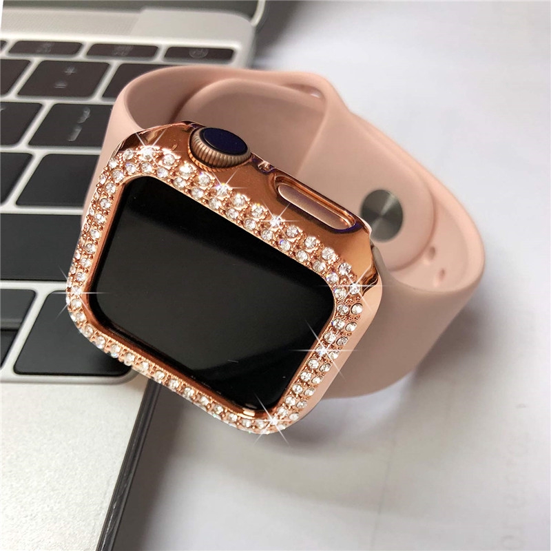 Ốp bảo vệ đồng hồ thông minh đính đá cho Apple Watch Series 6 SE 5 4 3 2 1 38mm 40mm 42mm 44mm