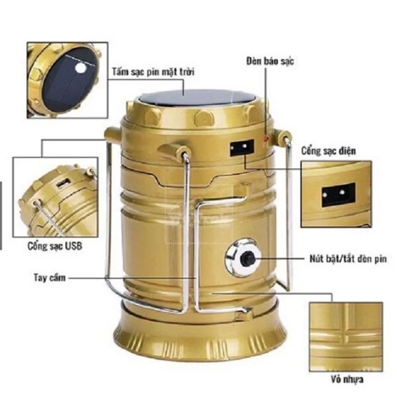 Đèn bão năng lượng mặt trời 5800T bóng Led tích hợp sạc 3 IN 1