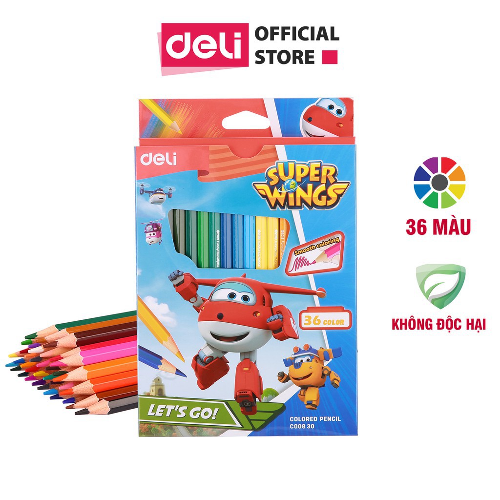 Bút chì màu học sinh Deli - Superwings - EC00800/EC00810/EC00820/EC00830