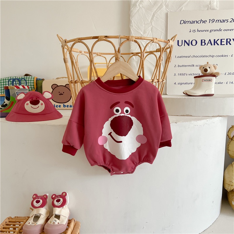 Mũ Bucket Chống Nắng Họa Tiết Gấu Và Dâu Tây Thời Trang Xuân Thu Cho Bé