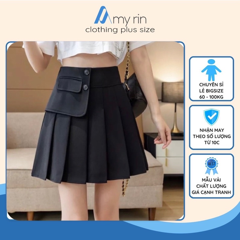 ( CÓ SẴN) THIẾT KẾ CHÂN VÁY XẾP LY bigsize60-100kg VẢI TUYẾT MƯA