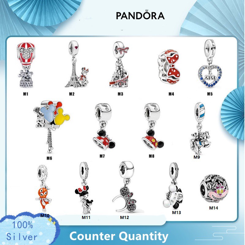 DISNEY Mặt Dây Chuyền Bạc 925 Hình Lâu Đài Và Chuột Mickey Minnie
