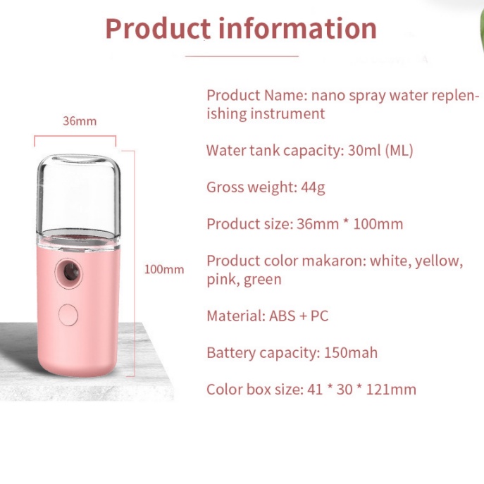 Máy Phun Sương Xông Hơi Mặt NaNo Mini Cầm Tay Hỗ Trợ Dưỡng Da Cấp Nước Tối Đa 150mAh