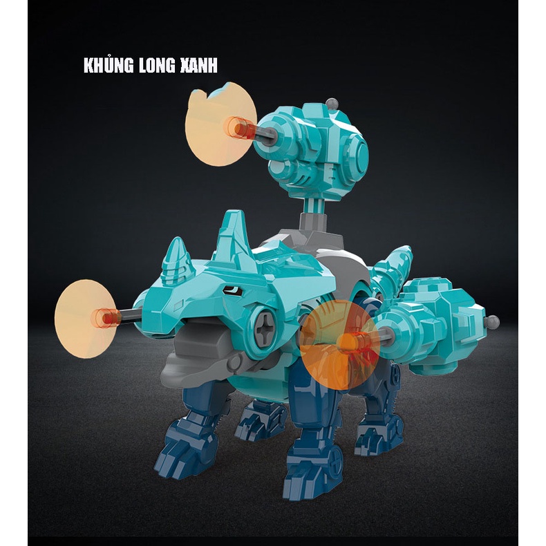 Đồ chơi 5 khủng long lắp ráp robot biến hình, kèm tô vít tháo lắp, khủng long bắn tên có hộp đựng cao cấp cho bé