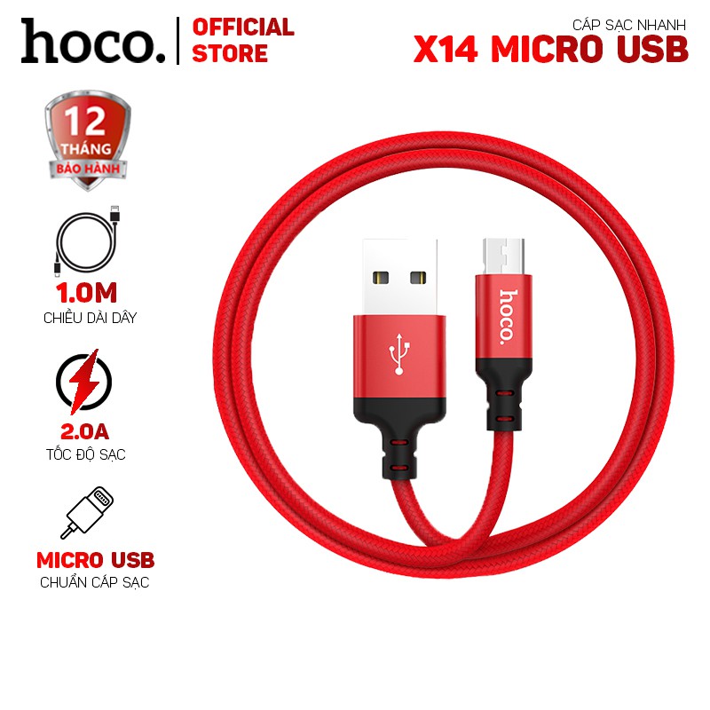 Cáp sạc nhanh Hoco X14 Micro Usb dành cho các thiết bị Android