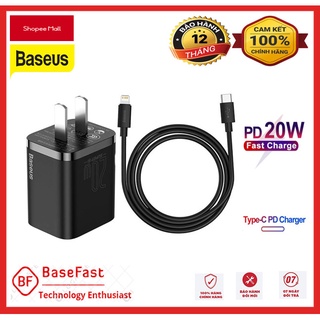 Bộ cáp sạc nhanh baseus 20w pd super si type c hỗ trợ sạc nhanh qc3.0 cho android / iphone