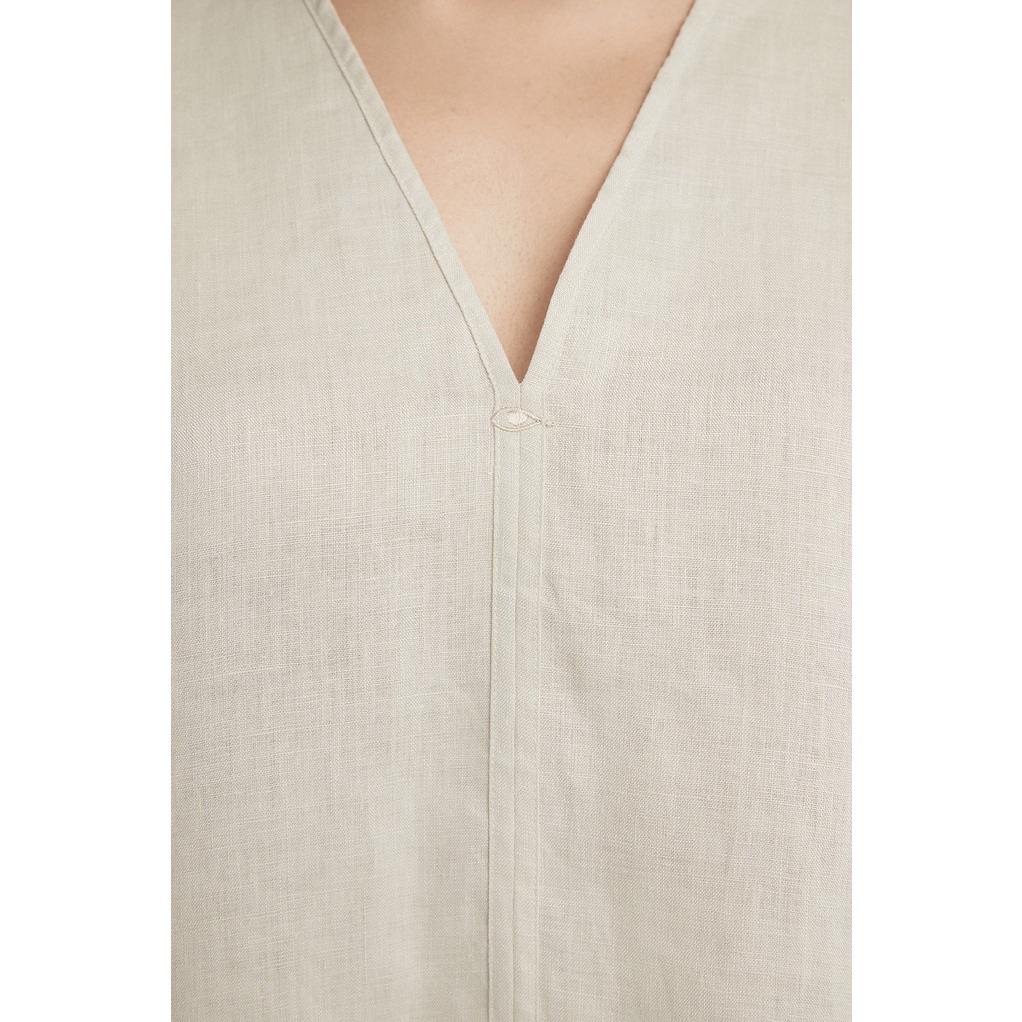 TheBlueTshirt - Áo Thun Nữ Vải Lanh Cổ Chữ V - Sea Foam Linen V-Neck Top
