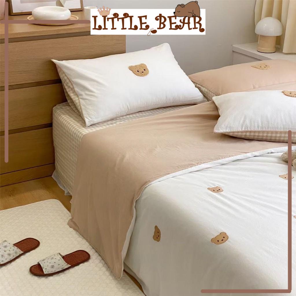 Bộ Chăn Ga Gấu BEAR CAO CẤP Phong Cách Hàn Quốc Cotton Hữu Cơ 100% - Little Bear