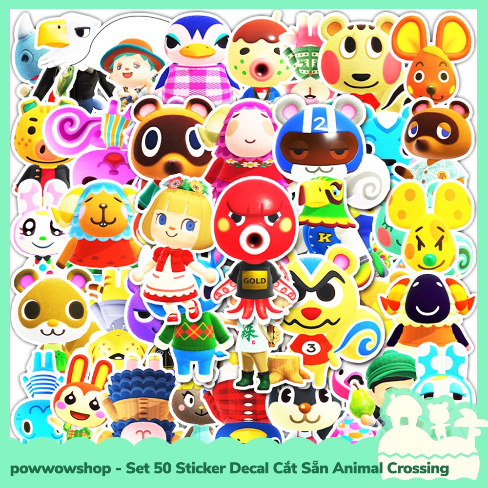 [Sẵn VN - Hỏa Tốc] Set 50 Sticker Mini Decal Dán Trang Trí Vật Dụng Mẫu Nhân Vật Game Animal Crossing Horizons Pose Bae