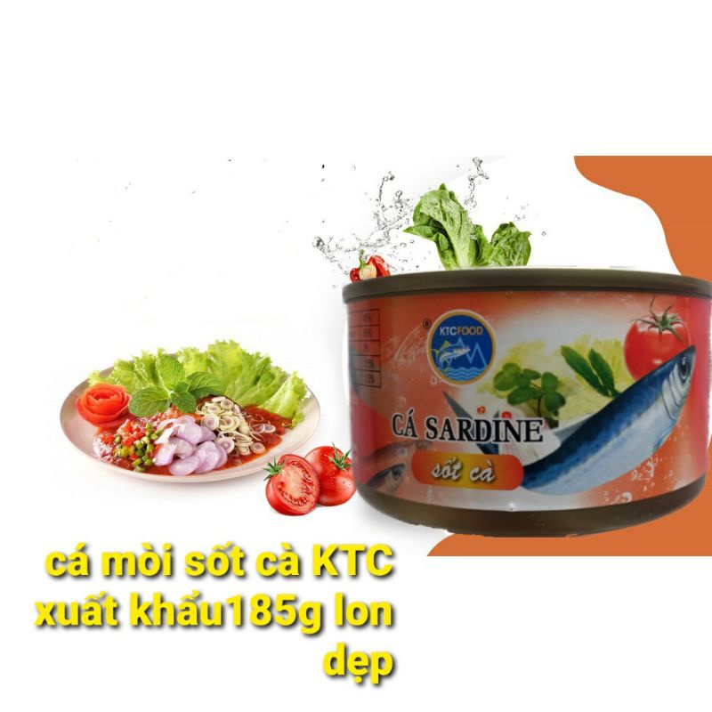 Cá mòi sốt cà xuất khẩu KTC 185g - lon dẹt loại mới