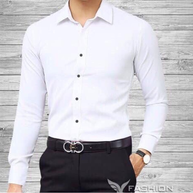 Áo sơ mi nam Đen không nhăn, Sơ mi nam trơn dáng ôm Body Hàn quốc | BigBuy360 - bigbuy360.vn