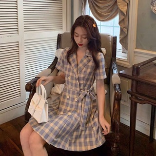 [ SẴN ĐỦ SIZE ] Váy cổ vest thắt eo lên dáng chuẩn luôn ạ( có ảnh thật )