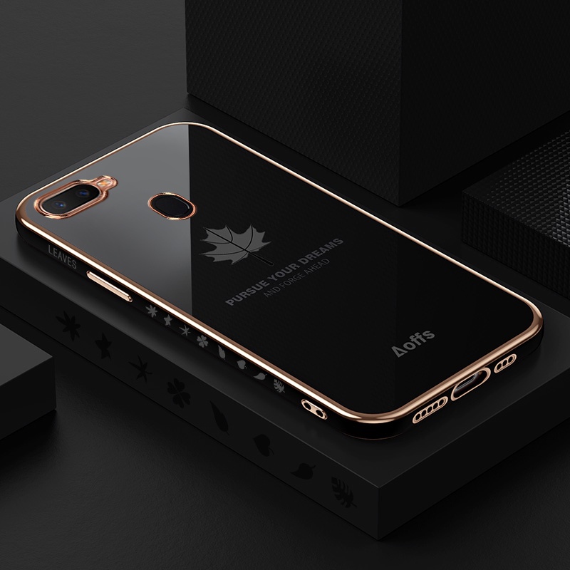 Ốp Điện Thoại Mềm Họa Tiết Lá Phong Có Dây Đeo Cho OPPO A3S A12E A5 A5S A12 A7 A9 A5 A15S A35 A16 A55