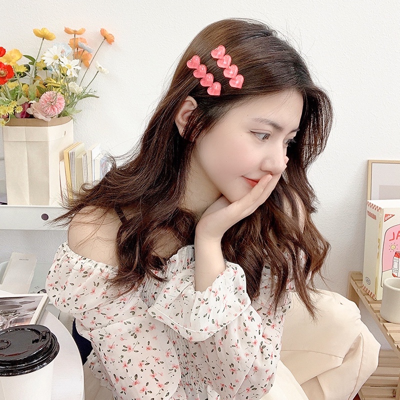 Kẹp Tóc Mái Bên Hình Trái Tim Ngọt Ngào Dễ Thương Thời Trang Mùa Hè