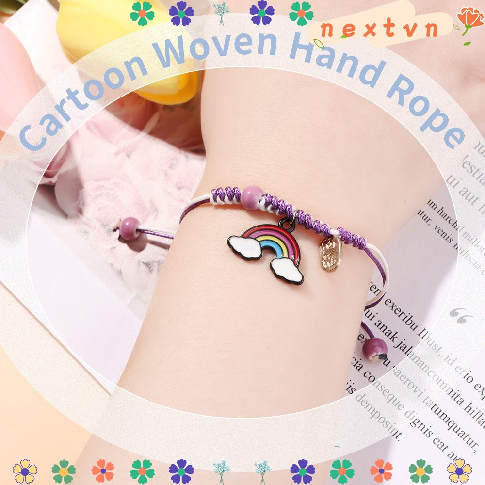 Vòng Tay Dây Bện Mặt Hoạt Hình Tráng Men Làm Quà Tặng Giáng Sinh Cho Bé Gái