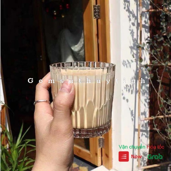 Ly thủy tinh/ Cốc thủy tinh vân sọc chịu nhiệt cao cấp dùng decor, đựng sinh tố, nước ép 300ml
