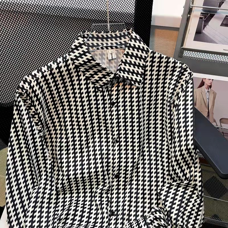 Thời trang nam giới trẻ tay áo dài cao cấp xu hướng áo sơ mi nam kẻ sọc giản dị