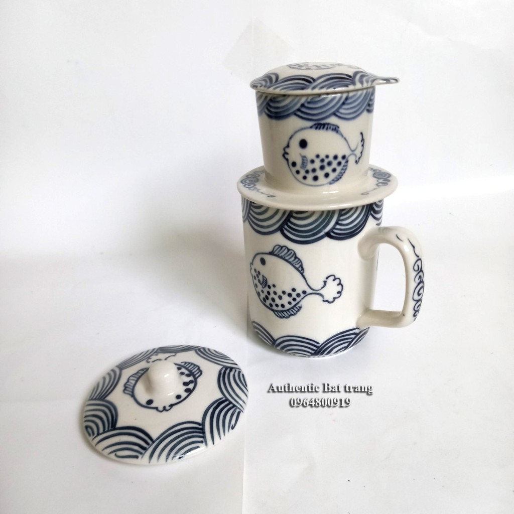 "HOT" BỘ PHA CÀ PHÊ PHIN và UỐNG TRÀ  Vẽ tay thủ công siêu đáng yêu. Xưởng gốm sứ Authentic Bat tràng