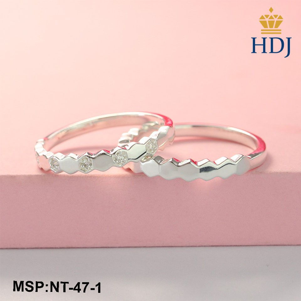 Nhẫn đôi bạc nhẫn cặp bạc đơn giản tinh tế khắc tên theo yêu cầu trang sức cao cấp HDJ mã NT-47-1