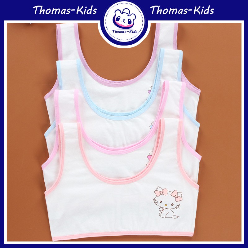 Áo ngực thoáng khí in họa tiết mèo dễ thương cho bé gái