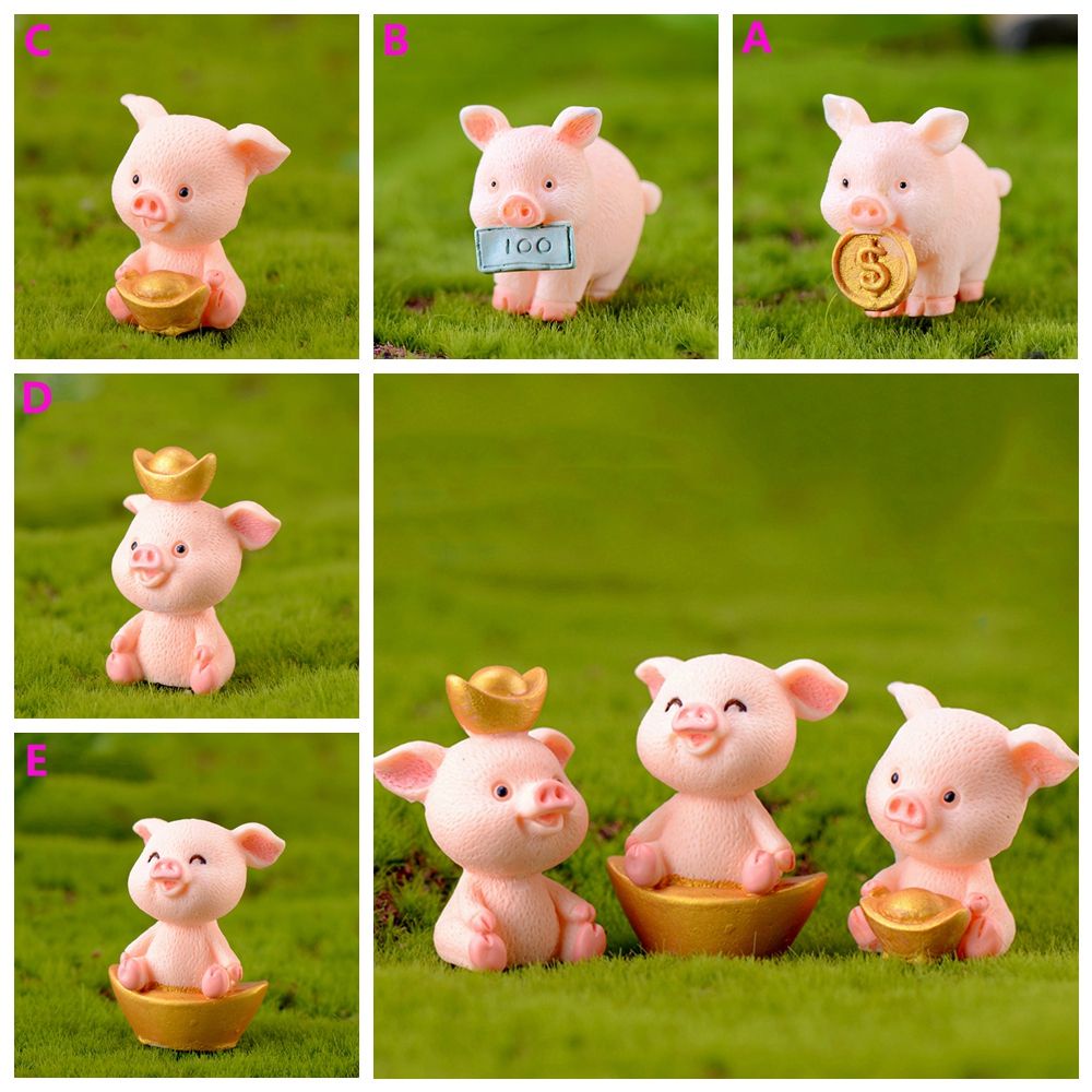 Tượng chú heo con mini dễ thương bằng nhựa resin dùng để trang trí sân vườn gia đình/tiểu cảnh/chậu cây kiểng tự làm