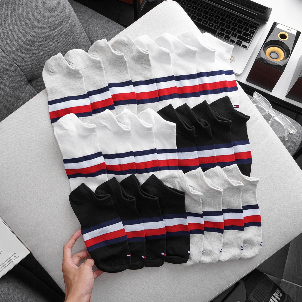 Pack 6 Đôi Vớ nam nữ Ngắn Sọc Ngang Tommy Hilifiger (6 đôi)