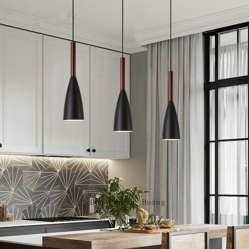 Đèn thả trần trang trí chuôi gỗ phong cách nhẹ nhàng (Chưa gồm bóng)