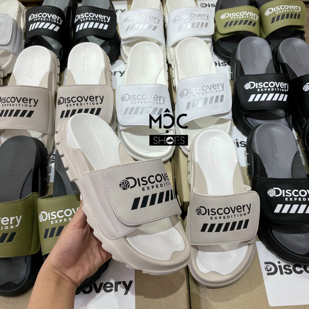 [CHÍNH HÃNG] Dép quai dán DISCOVERY - màu *Beige Đen* - CODE: DXLP2101N BES
