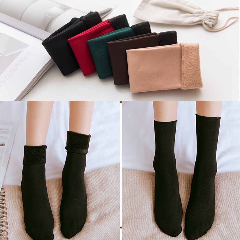Winter Wamer Snow Socks Thicken Thermal Wool Floor Hosiery Seamless Sleeping Stockings For Women Men
