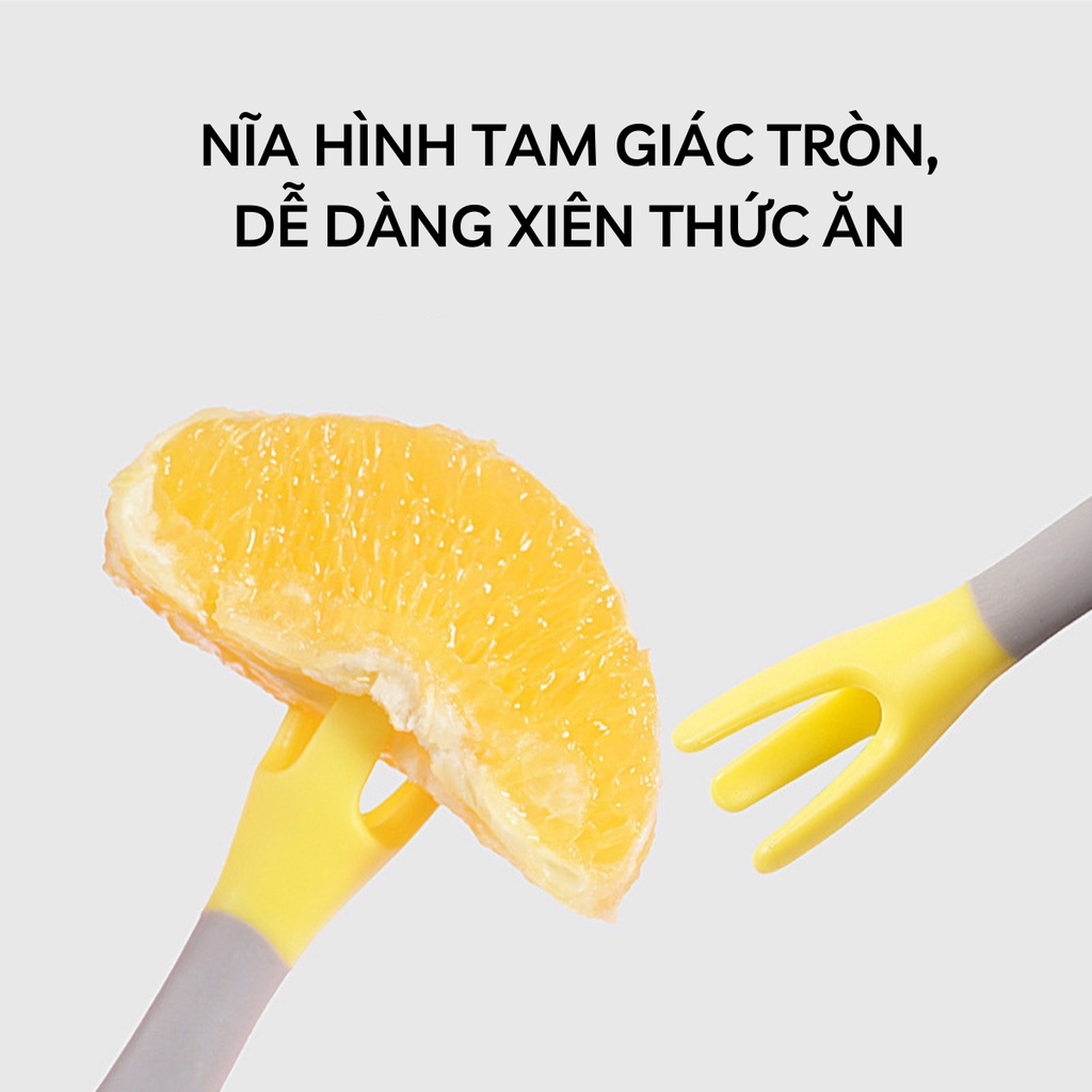 Thìa Dĩa Ăn Dặm Cho Bé MISUTA Bẻ Cong 360 Độ Giúp Bé Ăn Ngon Chơi Vui