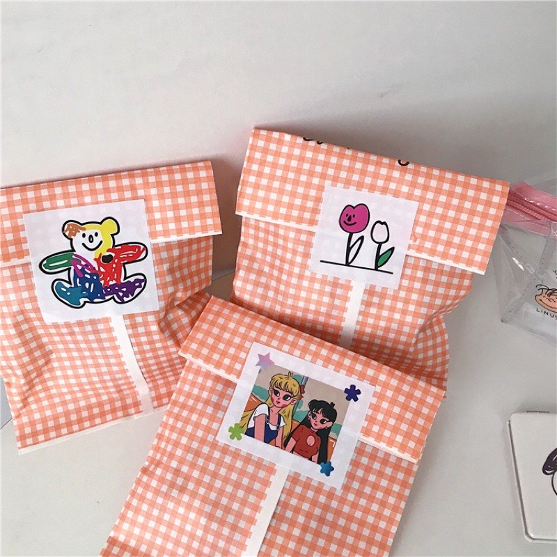 Túi giấy kraft màu cam dùng để đựng kẹo, gói quà( tặng kèm sticker khi mua 5 cái)