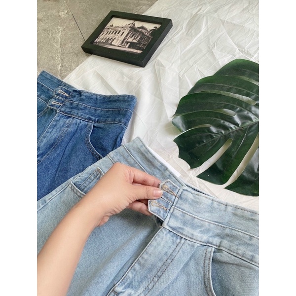 Bigsize 55kg đến 80kg TCshopjean Quần Bò Jeans Ống Rộng Suông 2 Nút Lưng Cao VNXK Size Lớn Ms 72