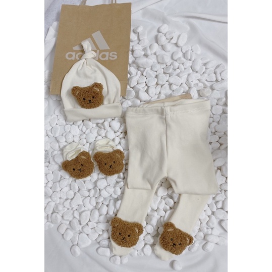 Quần tất gấu cho bé vải cotton Hàn dày dặn giãn 4 chiều