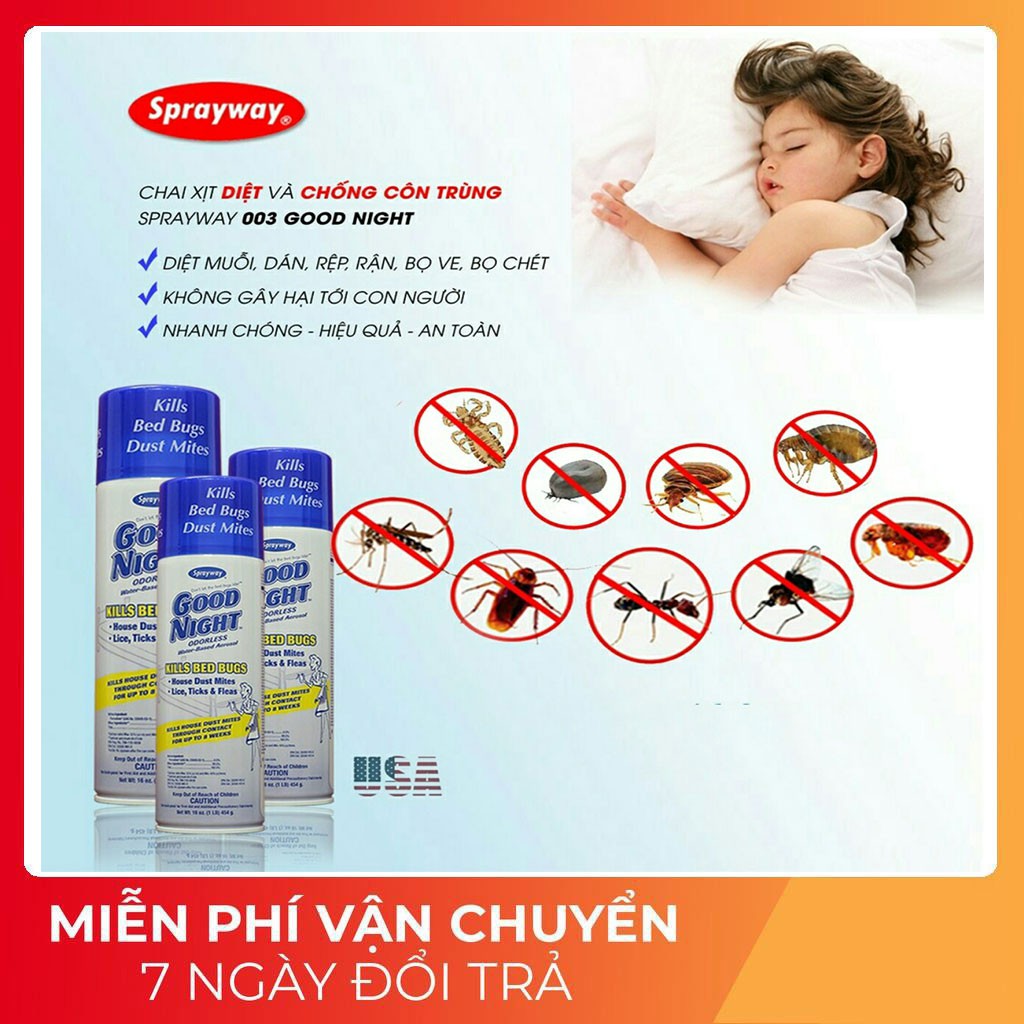 Chai Xịt Chống Và Diệt Côn Trùng Sprayway Goodnight Từ Mỹ (Trắng Xanh)