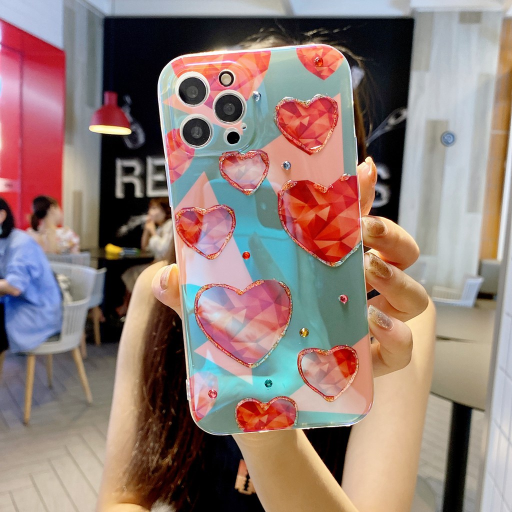 Ốp Lưng Tpu Họa Tiết Trái Tim Dễ Thương Thích Hợp Cho Iphone 7 8 plus X Xs Max 11 12 Pro