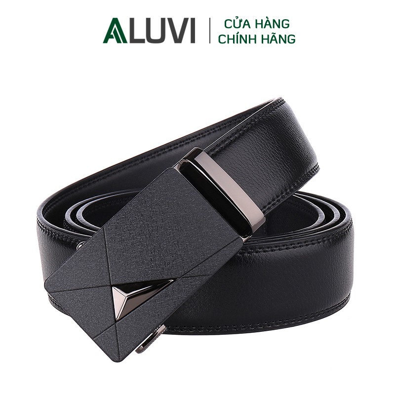 Thắt lưng nam da thật Aluvi, kiểu dây nịt nam cao cấp sang trọng, chất liệu da bò thật, khóa tự động - T21