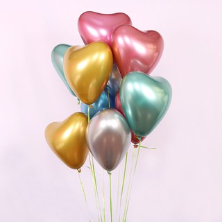 Set 50 bóng traí tim siêu nhũ mạ chrome trang trí thôi nôi, sinh nhật, party và event
