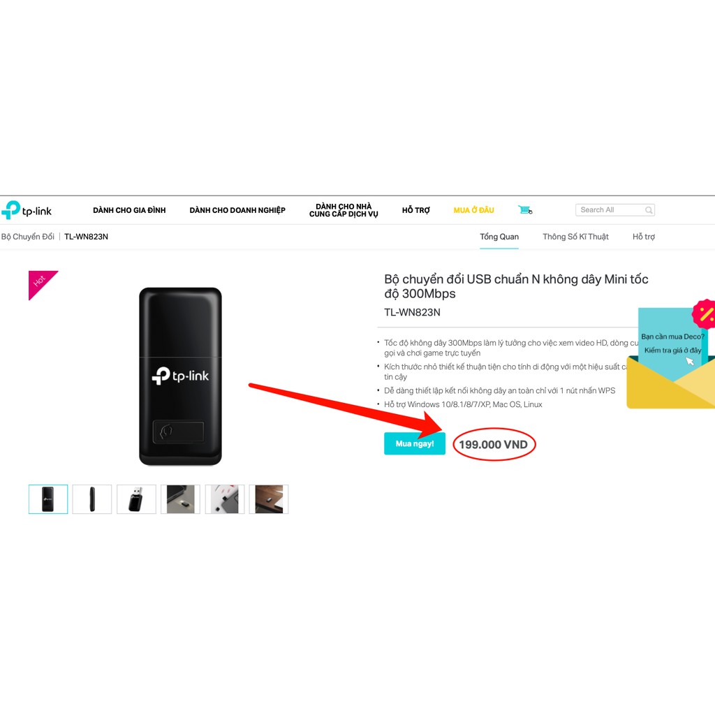 TP-Link N 300Mbps Nhỏ gọn USB kết nối Wi-Fi -TL-WN823N - Hàng Chính Hãng | WebRaoVat - webraovat.net.vn