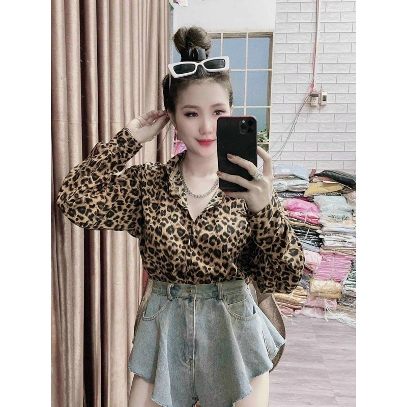 Sơ mi beo lụa tay dài