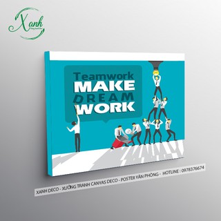 tranh canvas cổ động văn phòng công ty làm việc nhóm