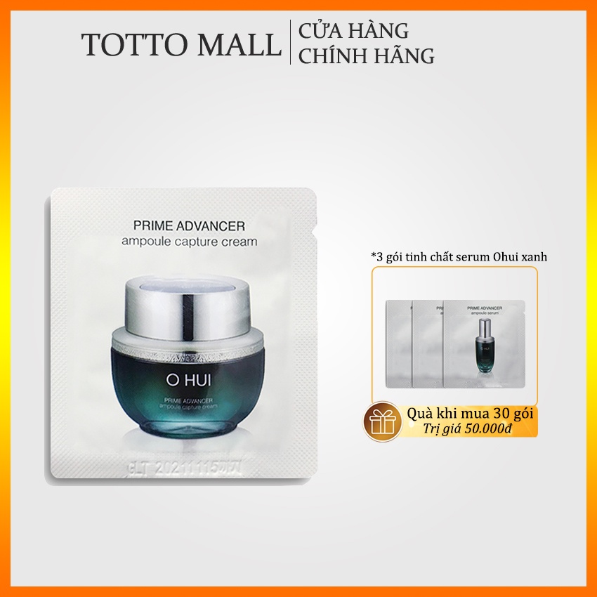 [Date 24 - 10 gói] Kem dưỡng trẻ hóa da Ohui Prime Advancer Ampoule Capture Cream 1mlx10 - Kem Ohui Xanh