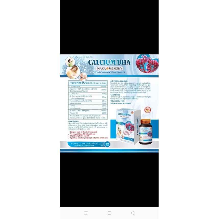 CALCIUM DHA BỔ SUNG CANXI HỮU CƠ CHO CƠ THỂ