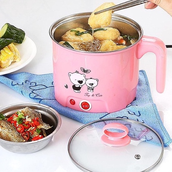 [Nồi Lẩu Uyên Ương] Ca Nấu Mì - Nồi Lẩu Điện Mini Đa Năng Siêu Tốc 1.8 Lít Kèm Xửng Hấp