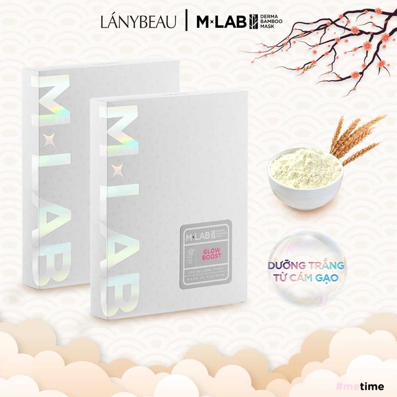 Bộ mặt nạ dưỡng da trắng sáng, đều màu LÁNYBEAU MLAB Derma Bamboo Glow Boost 2 hộp 14 miếng (28g/m)