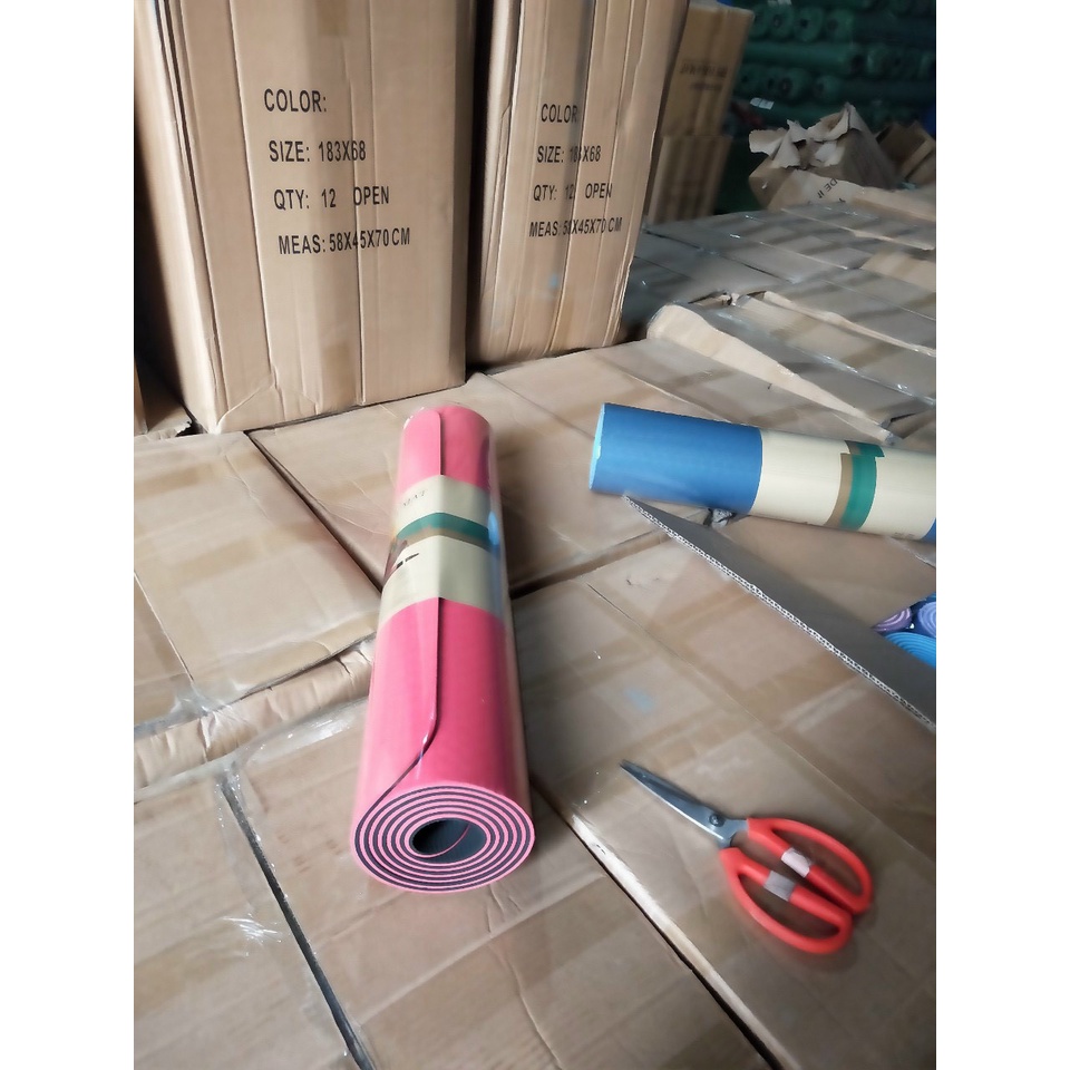 Thảm Tập Yoga Gym Thể Dục Tại Nhà TPE Chống Trượt 2 Lớp Dày 6mm Chất Liệu Cao Su Non Cao Cấp Chống Trơn Trượt