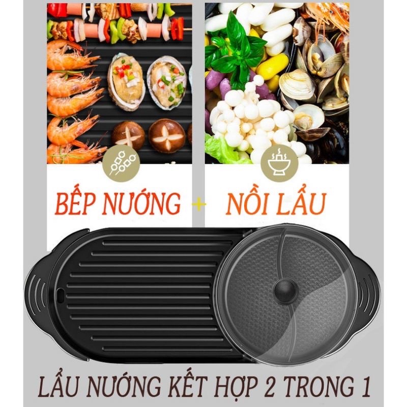 Bếp lẩu nướng đa năng MATIKA nồi lẩu nướng 2in1 công suất 1500w MTK-6929