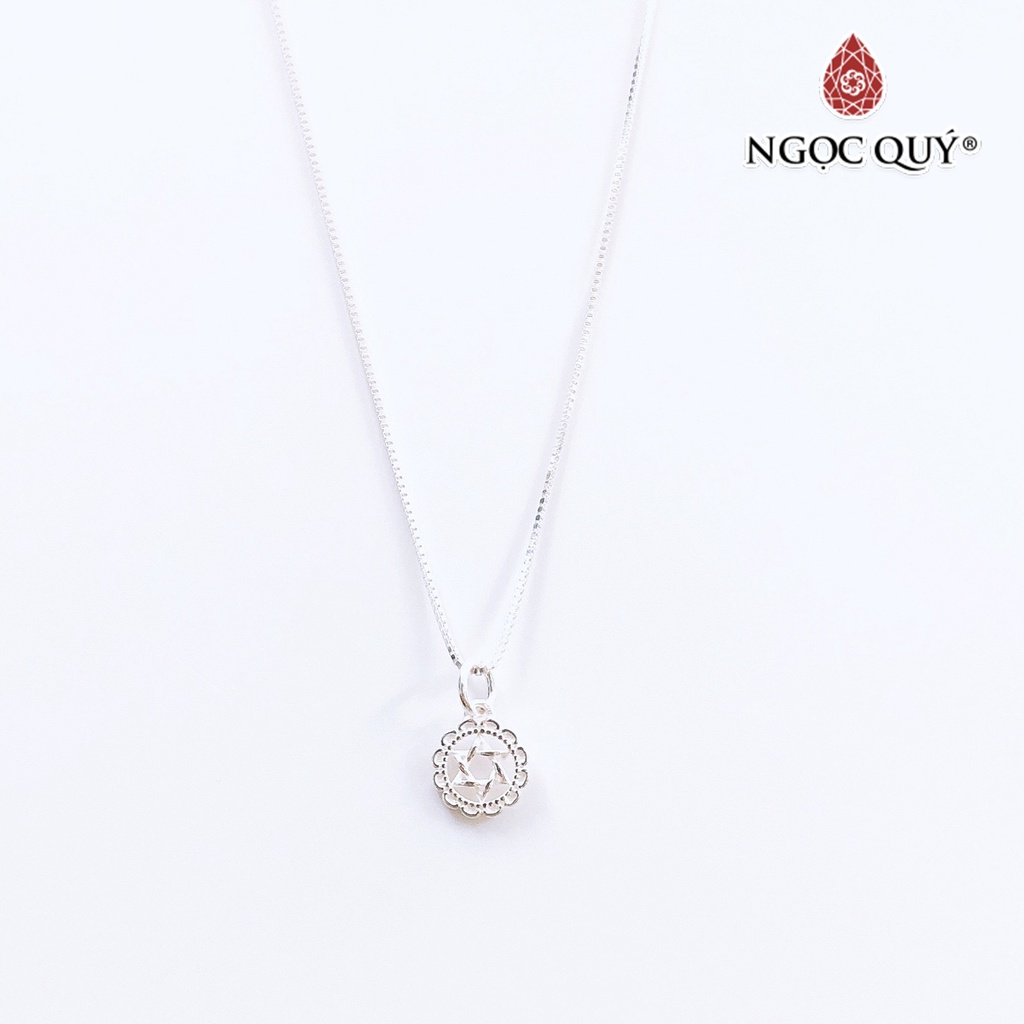 Dây chuyền bạc mặt ngôi sao tròn trắng treo - Ngọc Quý