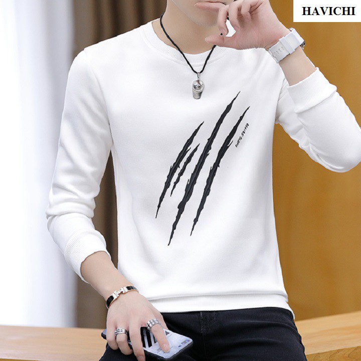 Áo thun nam tay dài 💝 𝐅𝐑𝐄𝐄𝐒𝐇𝐈𝐏💝sweater áo thun nam dài tay trắng dây kéo, ba gạch thoáng mát, mềm mịn | BigBuy360 - bigbuy360.vn