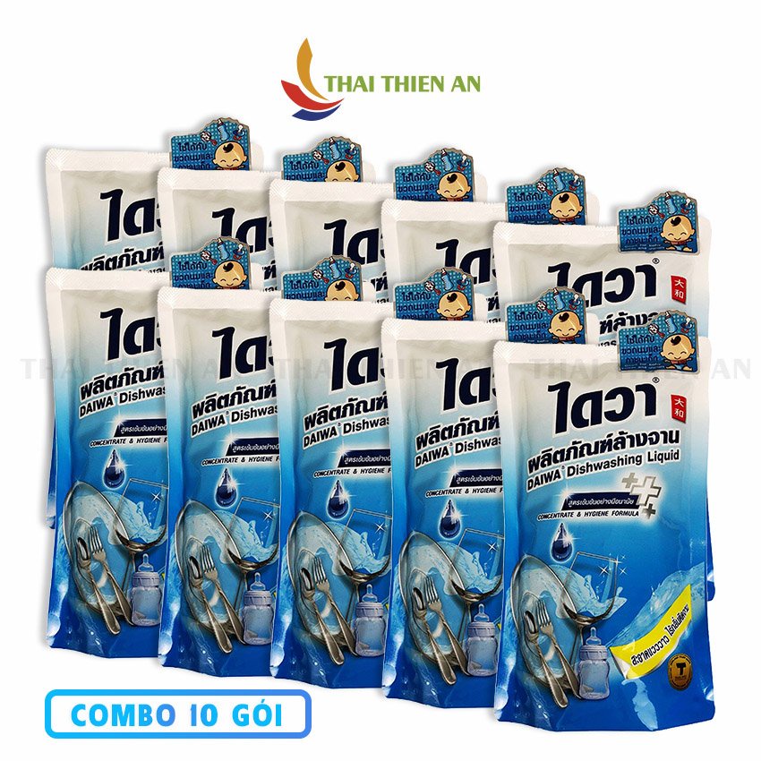 COMBO 10 nước rửa chén đậm đặc không mùi DAIWA Thái Lan 500ml - túi - Dishwashing detergent